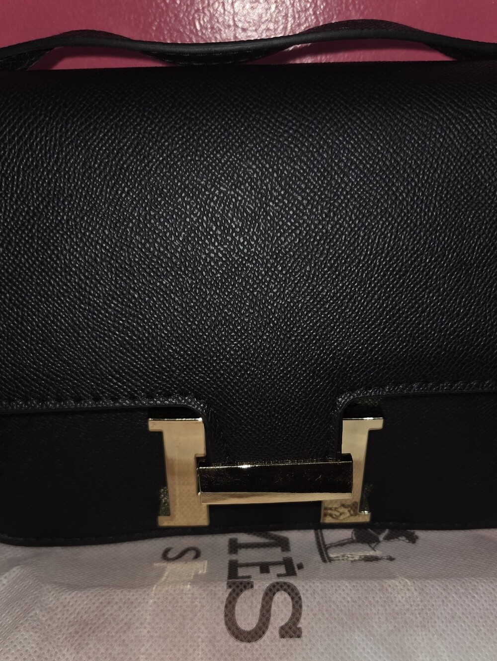 Back Or Pink With Golden Hardware  Cossbody Bag With Box